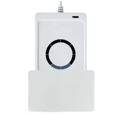 Compact Pearl White NFC RFID USB Reader with LED Indicators – The Inventory Master